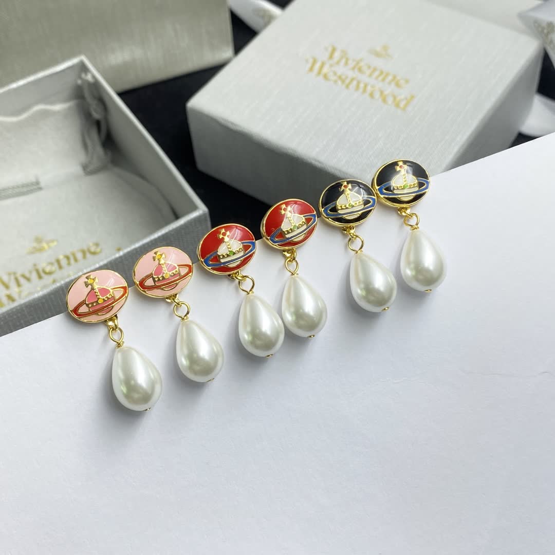 Vivienne Westwood Gold and Pearl Drop Earrings